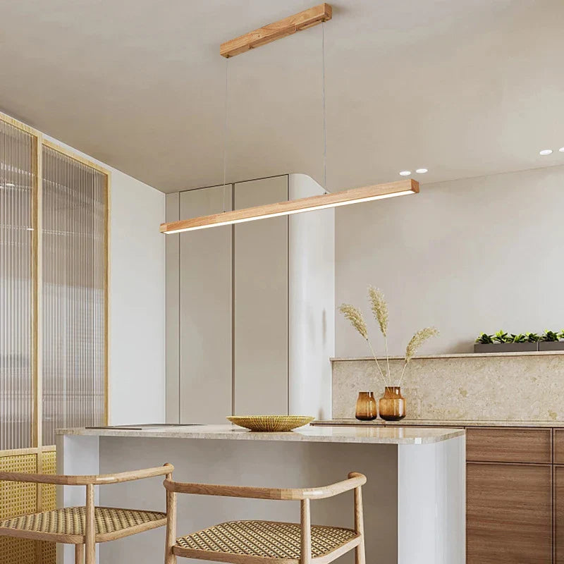 Sleek Wooden Dining Room Chandelier - Modern Minimalist Lighting for Dining Tables, Bars, and More
