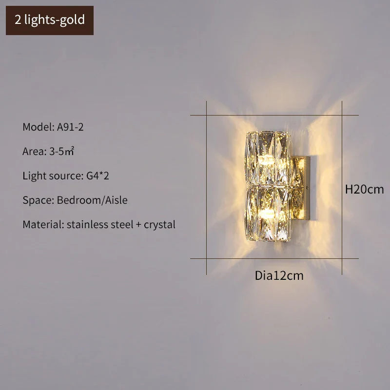 Elena - Modern Simple Light Luxury High-end Crystal Wall Lamp Living Room TV Background Wall Corridor Bedroom Bedside Long Wall Lamp