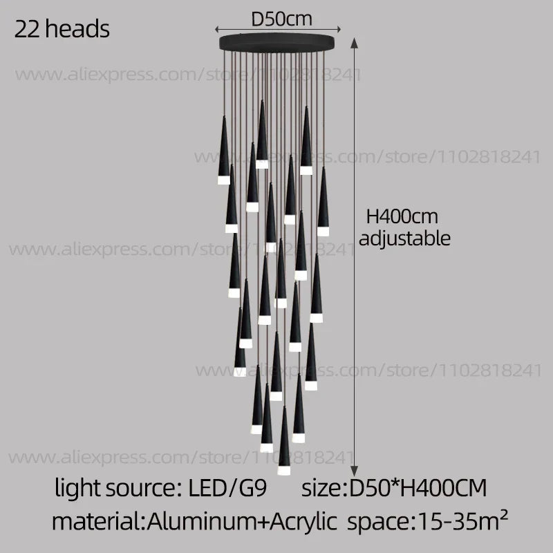 Contemporary Stair Chandelier - Elevate Your Duplex Apartment with Nordic Loft Elegance