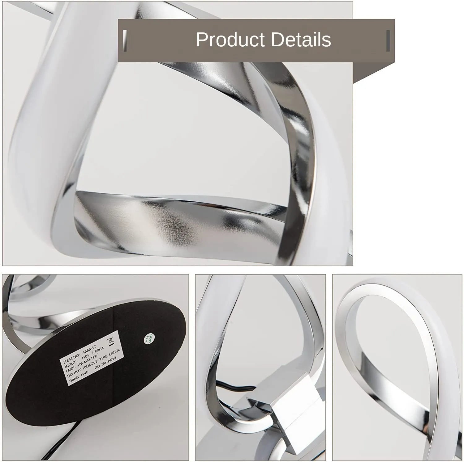 Modern Silver LED Table Lamp - Luxury Adjustable Brightness for Bedroom, Study, and Home Decoration