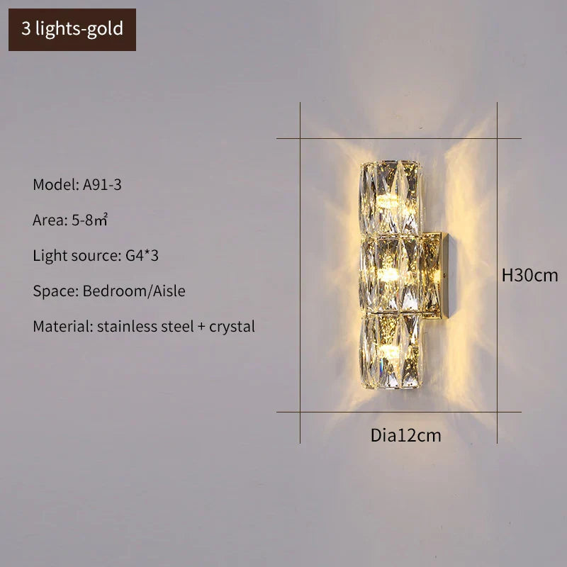 Elena - Modern Simple Light Luxury High-end Crystal Wall Lamp Living Room TV Background Wall Corridor Bedroom Bedside Long Wall Lamp