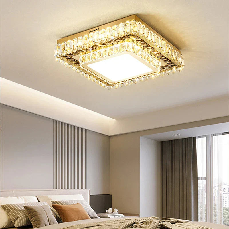 Modern LED Crystal Ceiling Lights - Contemporary Elegance for Bedrooms and Beyond