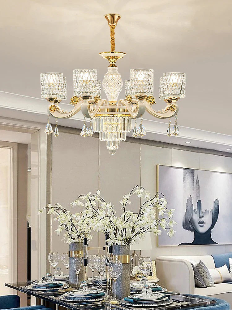Elegant European Style Crystal Chandelier - A Light Luxury Atmosphere Fixture for Living Rooms, Bedrooms, Dining Areas, and Villas