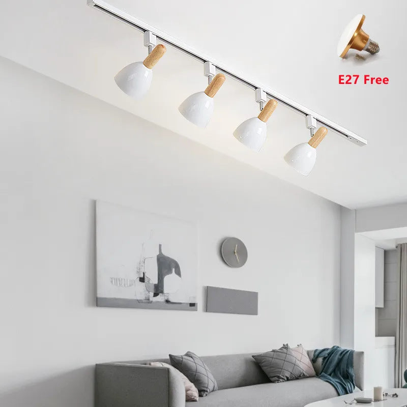 15W Modern Nordic Wooden LED Track Light - Ceiling Spotlight