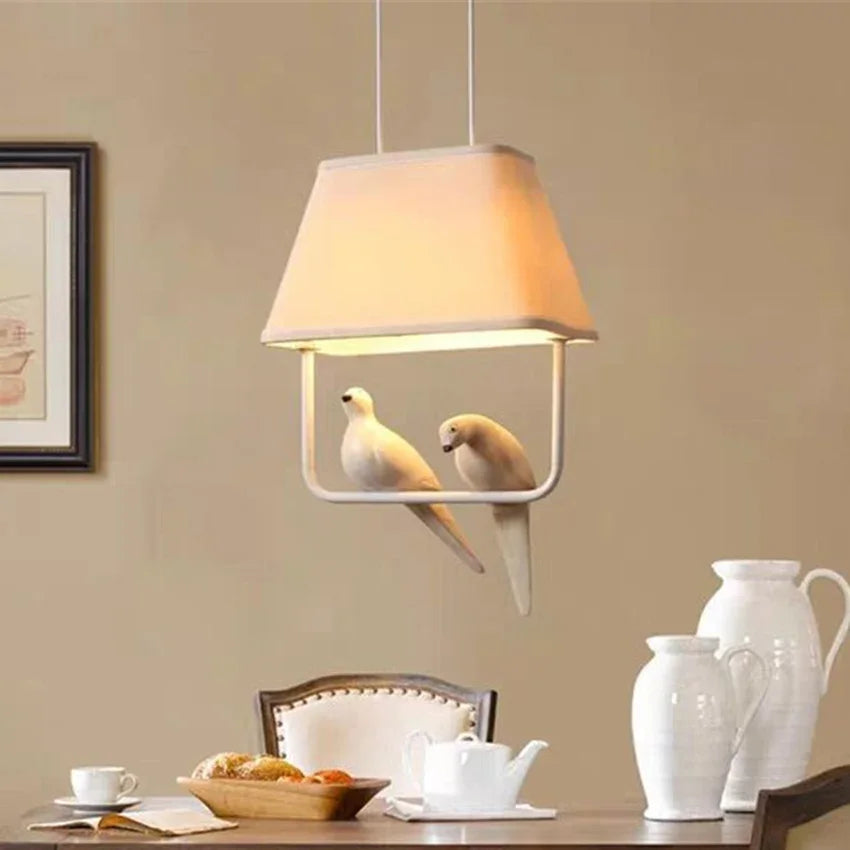 Creative Bird Pendant Lights - Simple Japan Style Chandelier for Ceiling Light in Study, Dining Room, and Home Decor - Birdcage Inspired Design