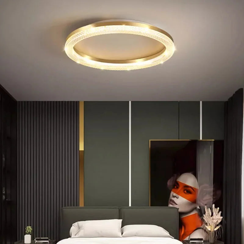 Nordic Gold Ceiling Light - Round/Square LED Ceiling Lamps - Ideal for Study, Living Room, Dining Room - Luxurious Room Lighting Lustre for Home Decor
