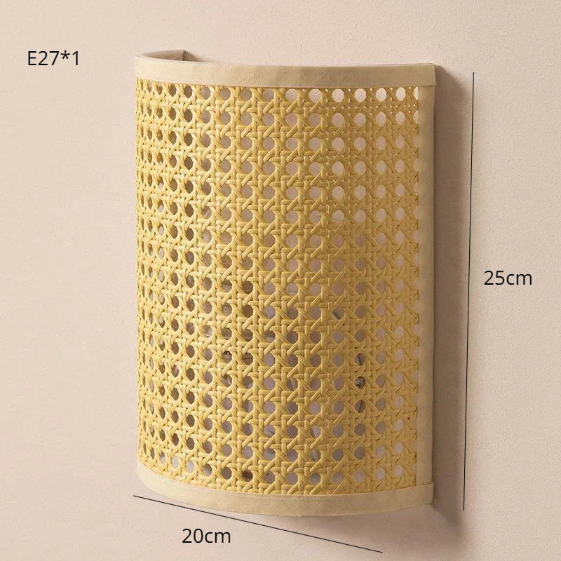 Southeast Asian Rattan Wall Lamp - Artistic LED Lighting for Living Rooms, Bedrooms, and Corridors