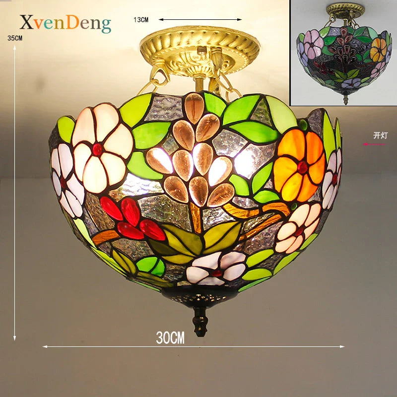 Vintage Mediterranean Tiffany Stained Glass Ceiling Lights - Elegance for Living Rooms, Bedrooms, Kitchens, and More