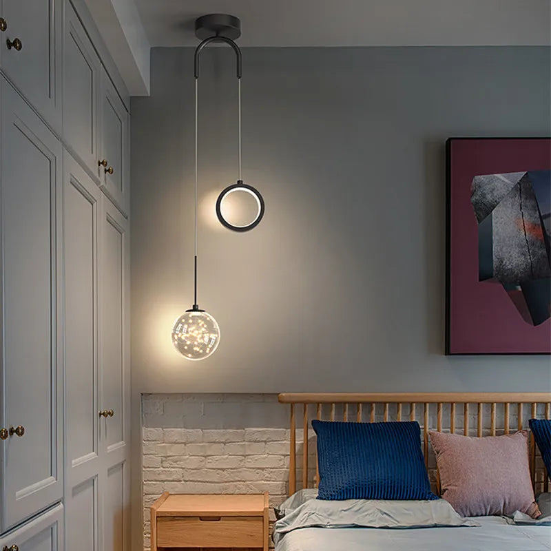 Modern Minimalist Starry Bedside Chandelier - Creative Nordic Art Lamp for Light Luxury Bedrooms and Studies