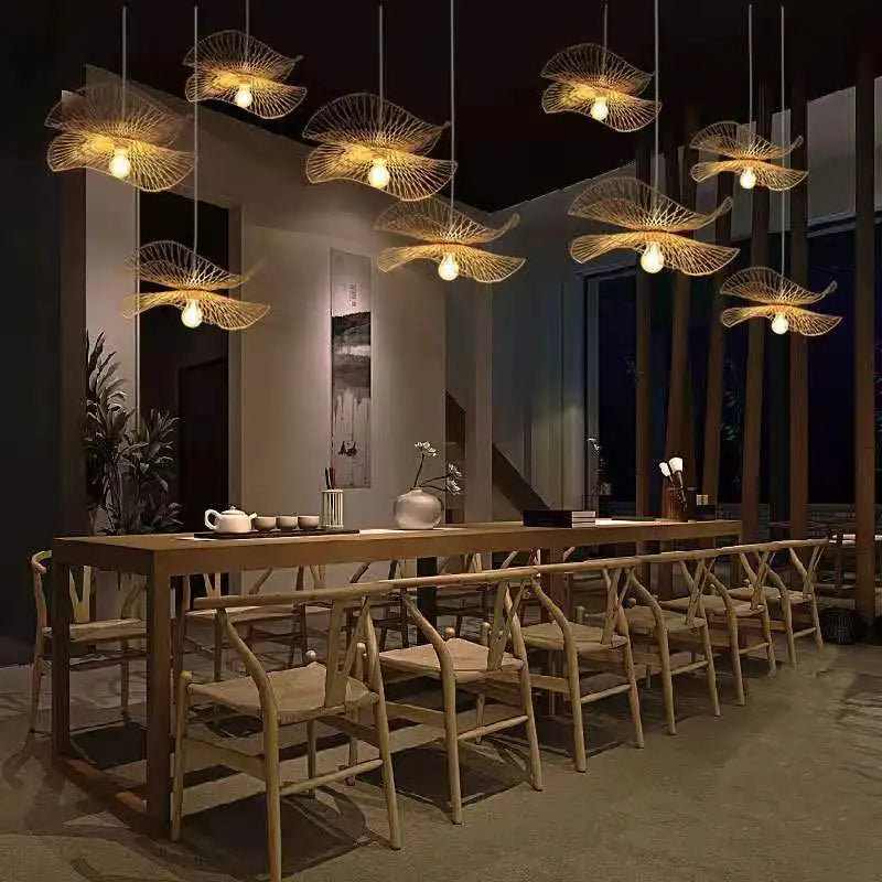 Bamboo Woven Chandeliers - Natural Rattan Elegance for Your Kitchen and Living Room