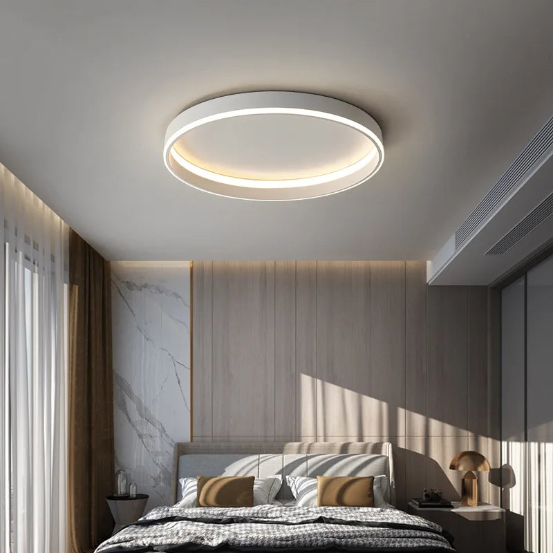 Nordic Minimalist Round LED Ceiling Lamp - Dimmable for Bedroom, Loft, Balcony - Stylish Track Light for Home Decor - Luster Indoor Lighting Fixture