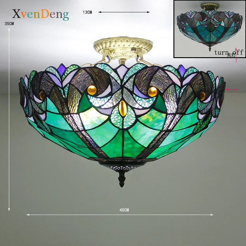 Vintage Mediterranean Tiffany Stained Glass Ceiling Lights - Elegance for Living Rooms, Bedrooms, Kitchens, and More