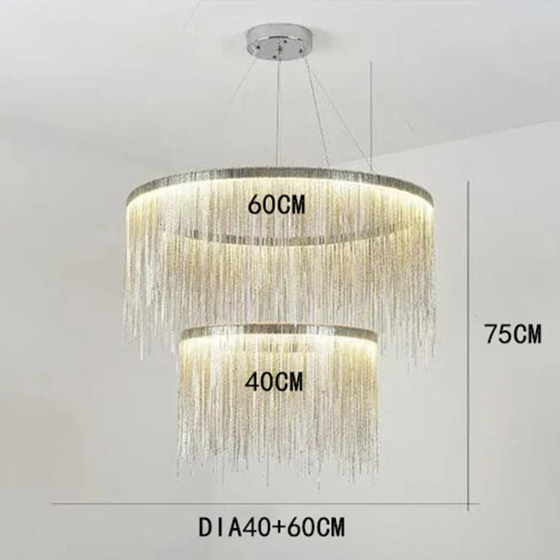 Postmodern Bohemian Chandelier - A Creative Designer Luxury Coffee Tables Light with Tassel Accents for Living Rooms and Restaurants