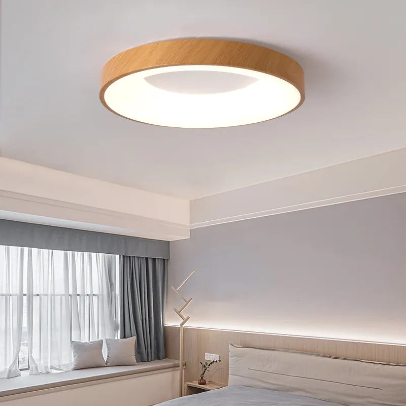 Modern LED Wood Grain Ceiling Lamp - Stylish Room Decoration for Every Space