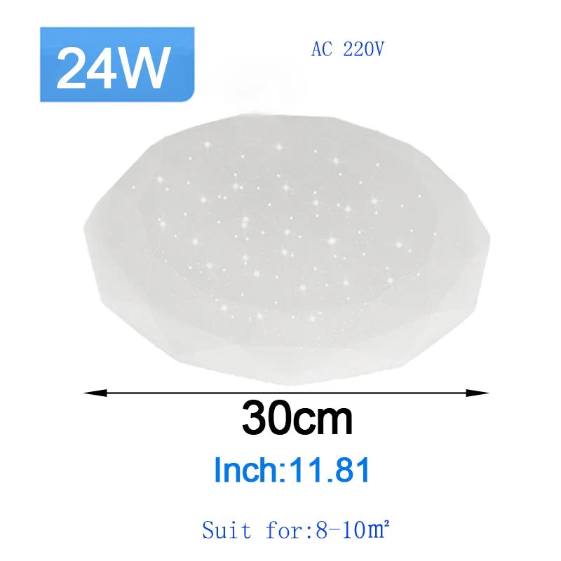 Starry Sky LED Ceiling Lamp - Modern Lighting Fixture for Dining Room, Living Room, and Bedroom - 36W and 24W Options