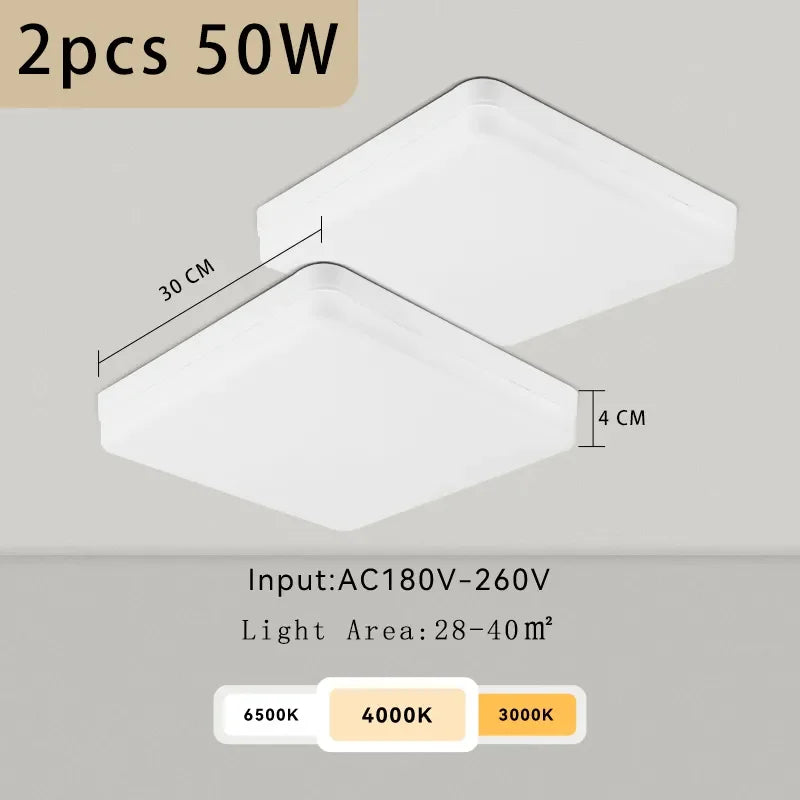 Modern LED Panel Light for Indoor Spaces - Versatile Round & Square Ceiling Lamp Fixture