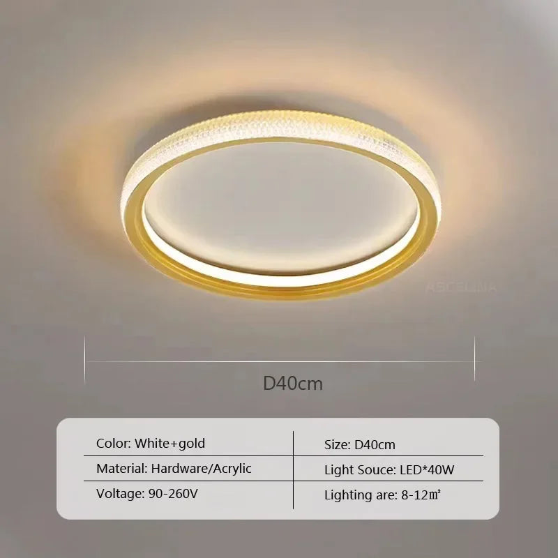 Nordic Gold Ceiling Light - Round/Square LED Ceiling Lamps - Ideal for Study, Living Room, Dining Room - Luxurious Room Lighting Lustre for Home Decor