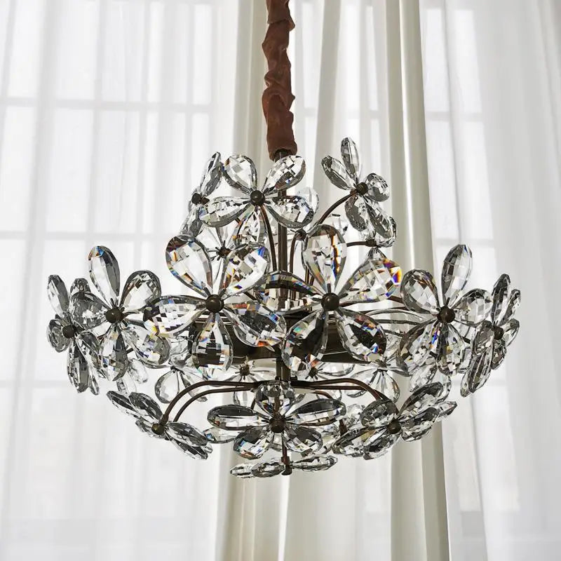 Elegant Crystal Flower Chandelier - New Style Dream with French Pastoral and American Retro Flair for Bedroom and Dining Room