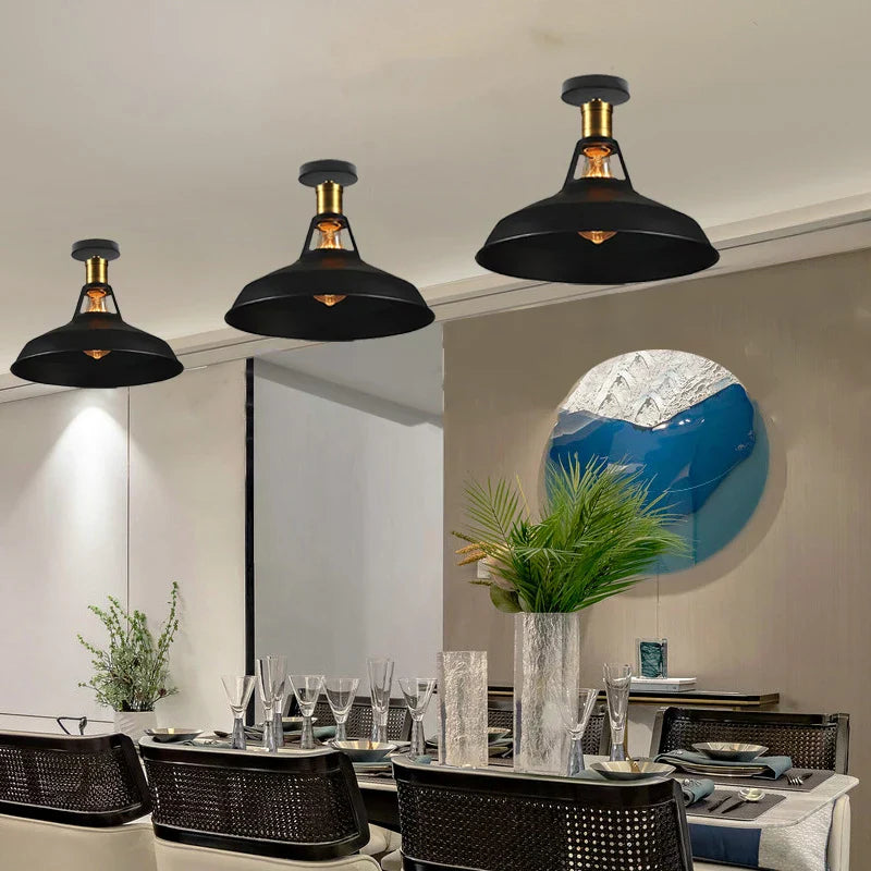 Vintage Retro Flush Mount Ceiling Light - Industrial Lighting for Indoor Home Decor