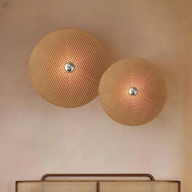 Hand-Knitted Rattan Wall Lamp - Classic Bamboo Elegance for Your Home Decor