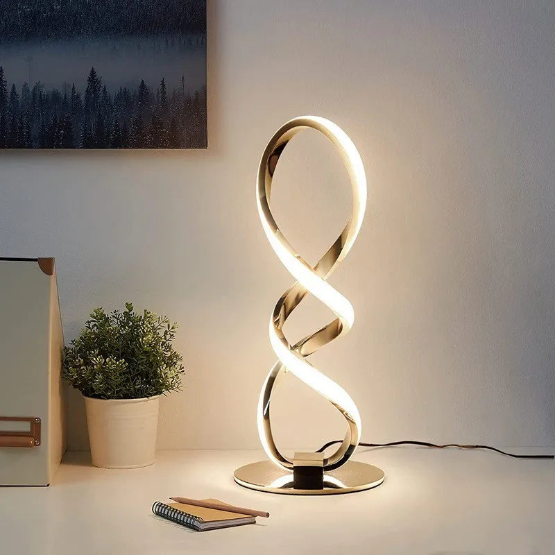Modern Silver LED Table Lamp - Luxury Adjustable Brightness for Bedroom, Study, and Home Decoration