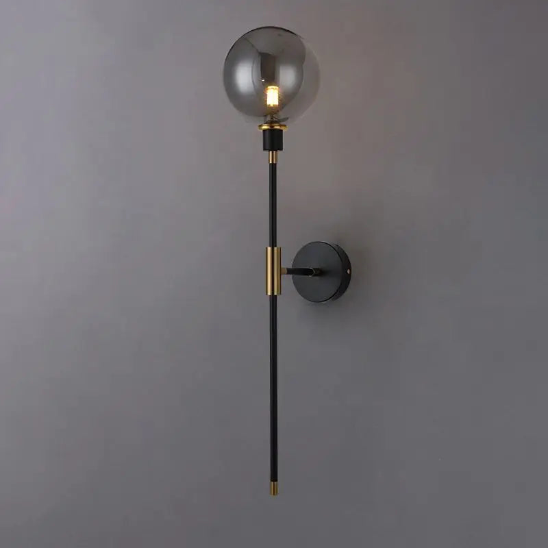 Modern LED Wall Lamp - Black Iron with Glass Ball - Wall Lamps for Living Room, Bedroom, Loft Decor - Nordic Home Bedside Wall Light Fixtures