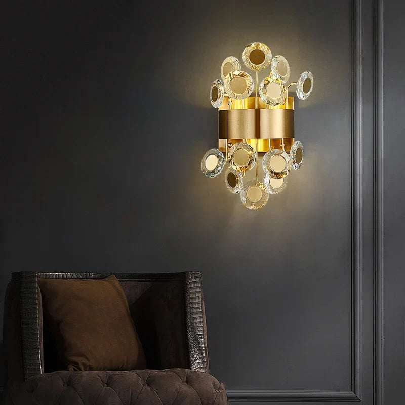 Eliana - New Modern Wall Sconce Lighting For Bedroom Brushed Gold Crystal Wall Lamps Home Decoration Led Cristal Wall Light Fixtures