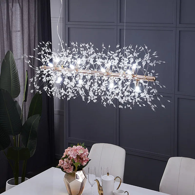 Elegant Crystal LED Chandelier - Nordic Gold and Silver Dandelion Design - Perfect for Living Rooms and Restaurant Decor
