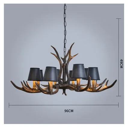 Retro Style Antler Resin Chandelier - Sweeping Gold Spray Paint Finish for Living and Dining Room Home Decor Lighting