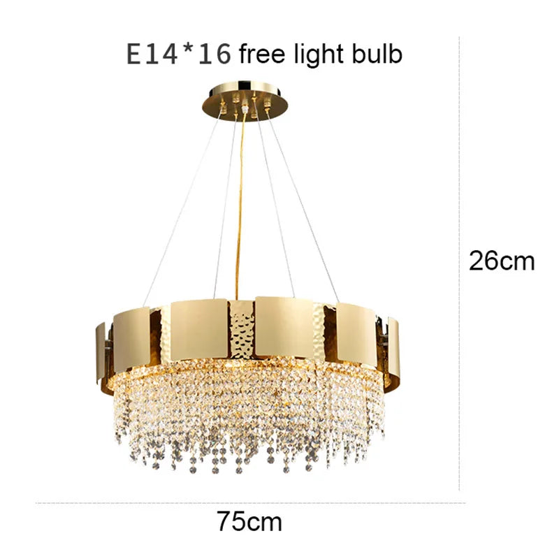 Modern Golden Stainless Steel Chandelier - Elegance for Living and Dining in Villas and Duplex Buildings