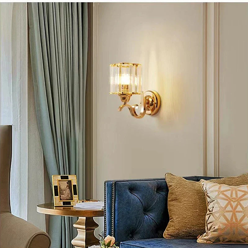 Modern Luxury Gold Wall Lamp - Nordic Creative Crystal Sconce for Living Room, Hallway, Bedside, and Indoor Decoration with Metal LED Wall Light
