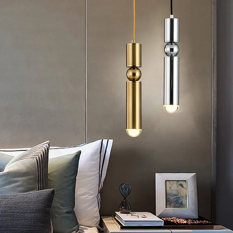 Nordic simple loft restaurant bar window single head pendant lamp GU10 bedroom bedside coffee hotel brass small chandelier