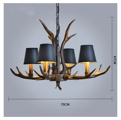 Retro Style Antler Resin Chandelier - Sweeping Gold Spray Paint Finish for Living and Dining Room Home Decor Lighting