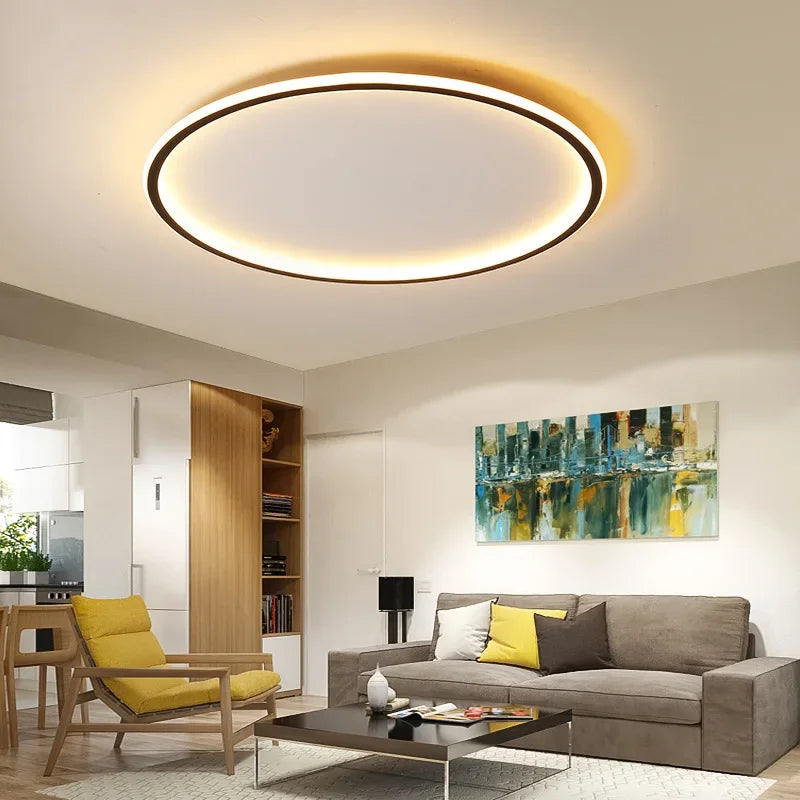 Nordic Minimalist LED Ceiling Light - Perfect for Bedroom, Living Room, Aisle, Study Room, Balcony - Circular Remote Control Chandelier for Stylish Lighting