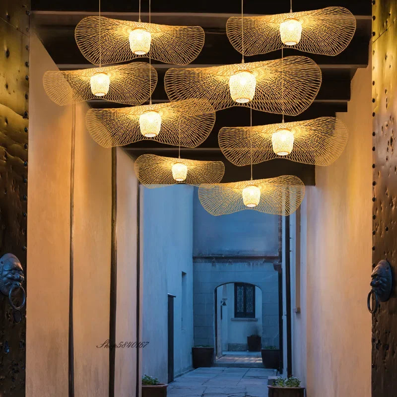 Bamboo Pendant Lights - Creative Tatami-inspired Lamps for Dining Rooms, Restaurants, and E27 Suspension Luminaire