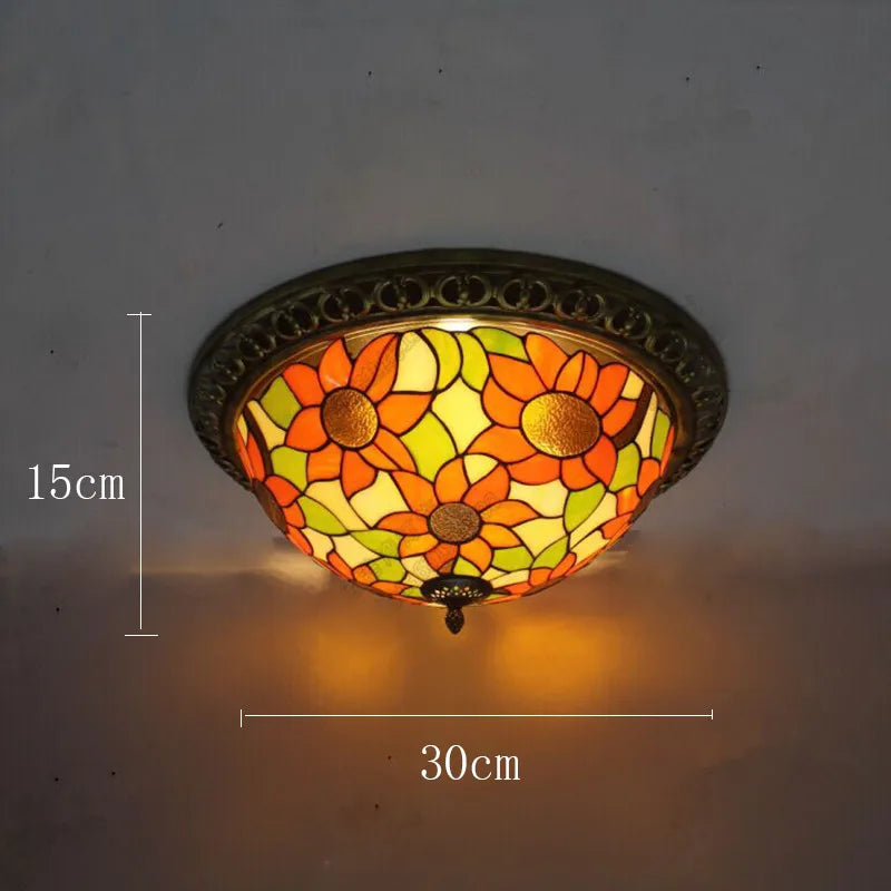 Vintage Turkish Tiffany Ceiling Lights - Artistic Elegance for Living Rooms and Bedrooms