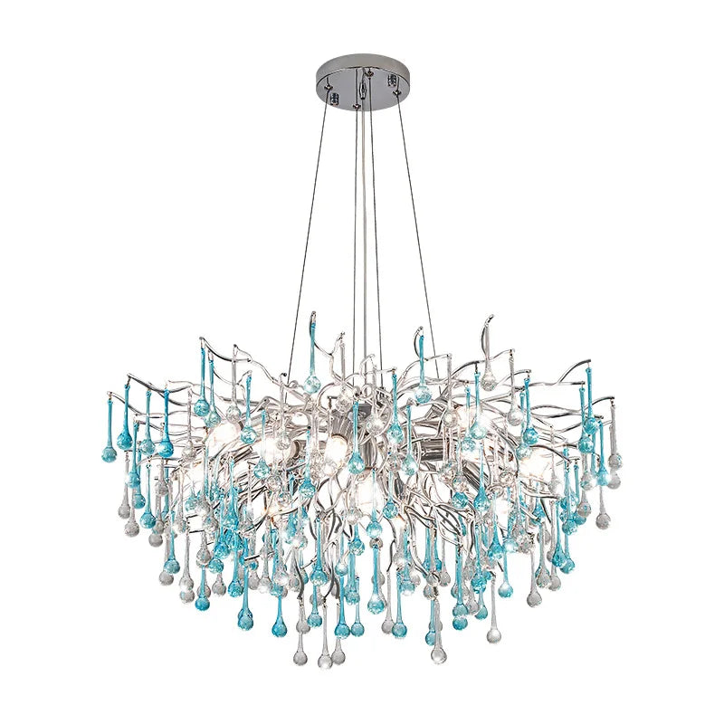 Modern LED Blue Water Droplets Ceiling Chandelier - Luxury Elegance for Villas and Living Spaces