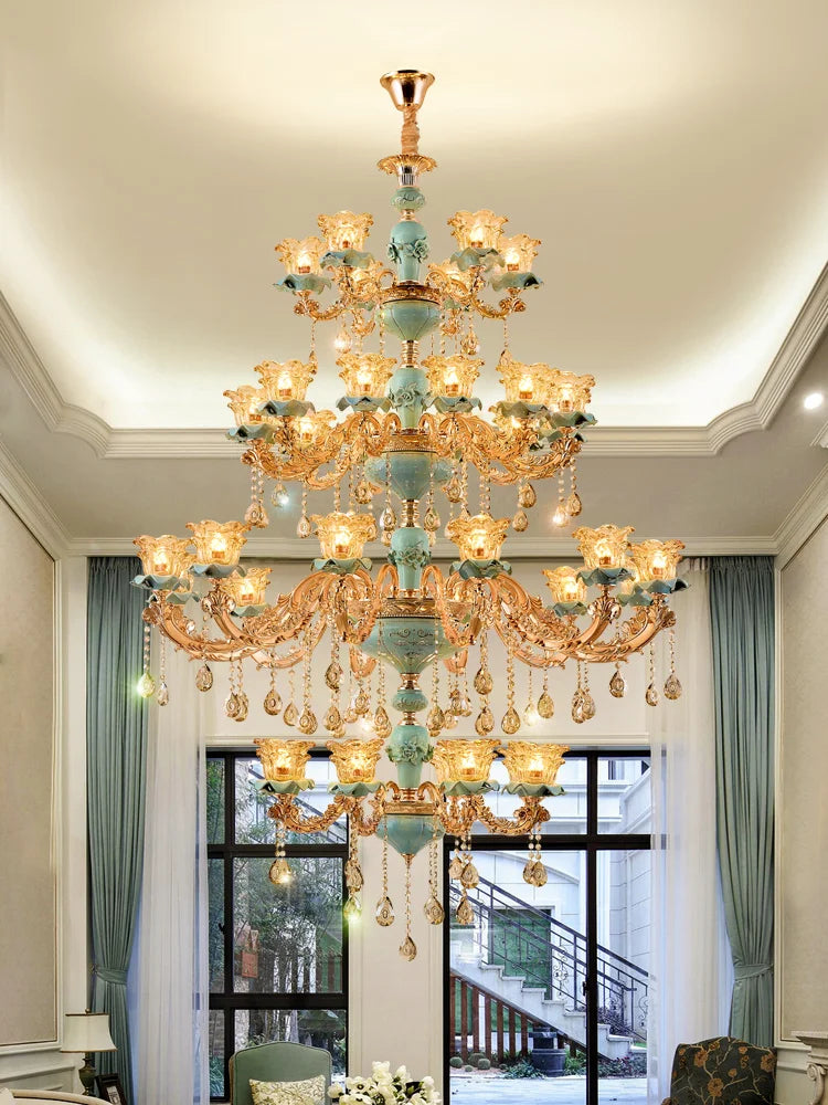 European-Style Duplex Building Chandelier - Elegance for Living Rooms, Hotels, and Ceramic Staircases