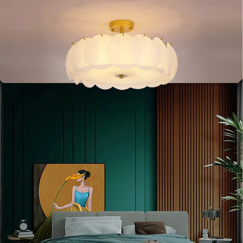 Modern Light Luxury Round Glass Ceiling Chandelier - Ideal for Living Room Decoration, Bedroom, Study, and LED Indoor Lighting for Home