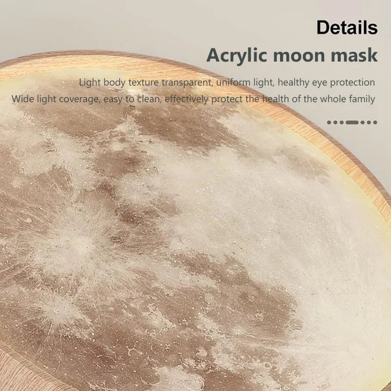 Nordic LED Ceiling Lamp - Wooden Moon Design - Ideal for Aisle, Balcony, Bedroom, Dining Room - Stylish Home Indoor Lighting Fixture
