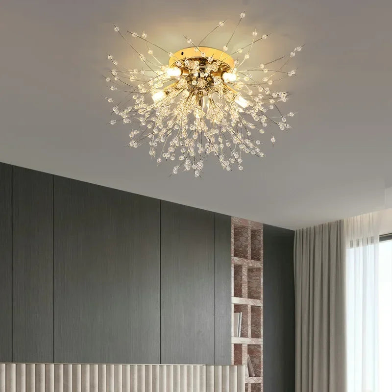 Nordic Dandelion LED Chandelier Ceiling Lamp - Sparkling Ball and Snowflake Ceiling Lights - Perfect for Living Room, Bedroom, and Dining - Indoor Lighting