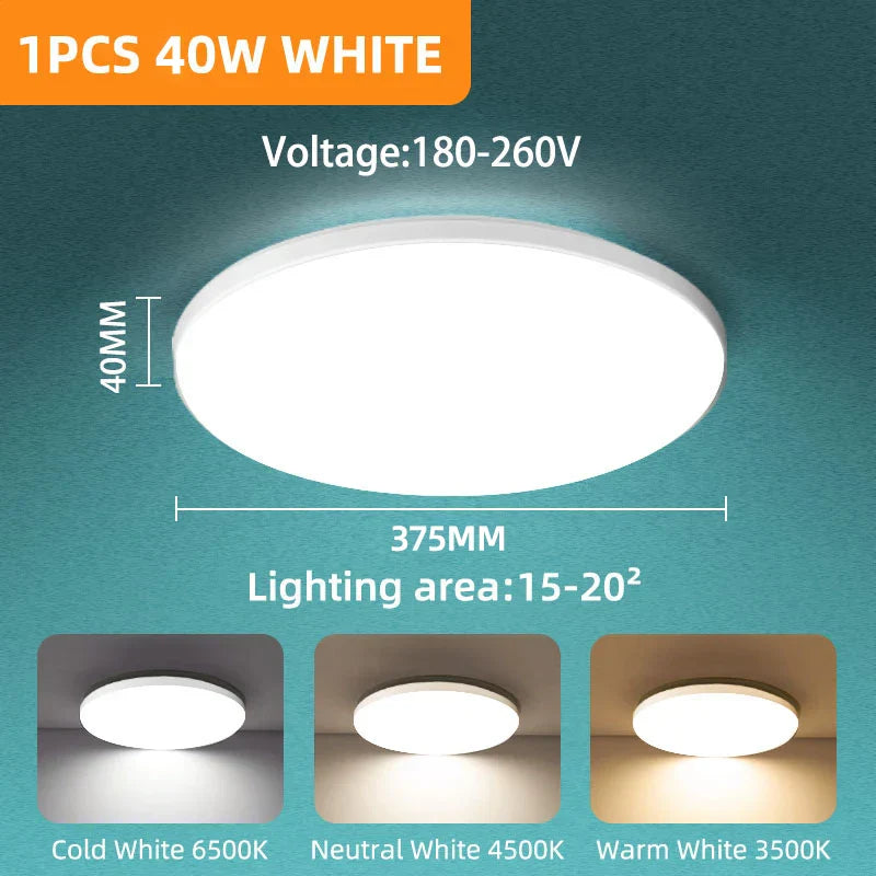 Large Modern Ceiling Lamp - 17.8-inch LED Panel Square Ceiling Light for Living Room, Bedroom, Kitchen, and Home - Powerful 60W Fixture