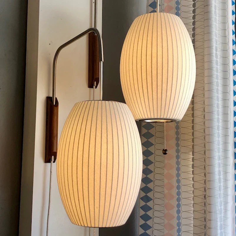 Japandi Design Nelson Wall Lamp - Hand-Woven Silk Light for Elegant Living Room and Bedroom Decor