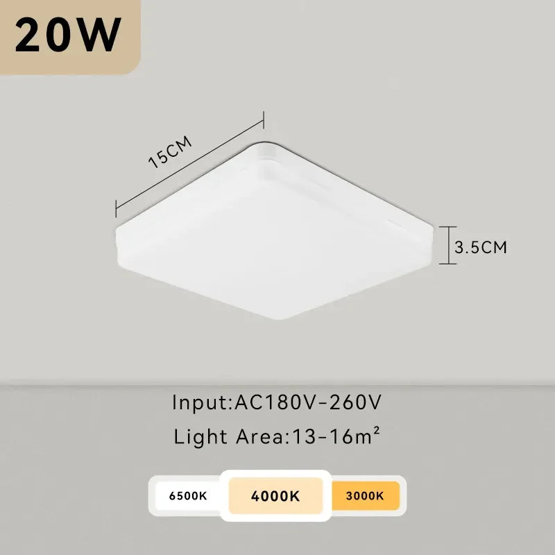 Modern LED Panel Light for Indoor Spaces - Versatile Round & Square Ceiling Lamp Fixture