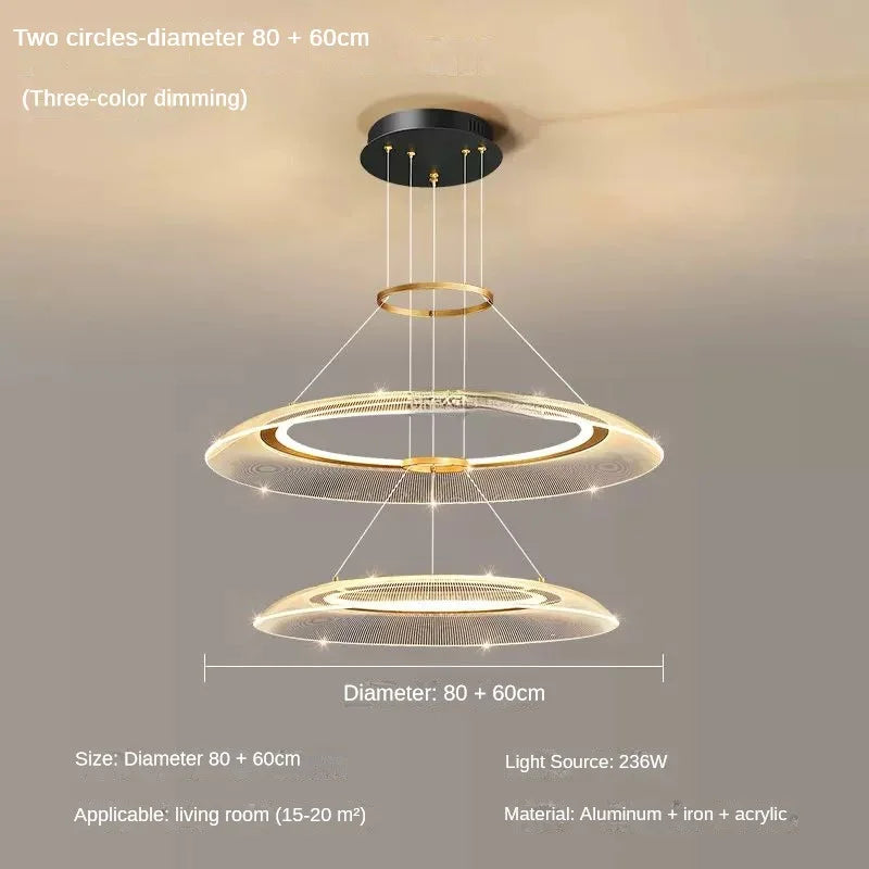 Modern LED Screw Ceiling Chandeliers - Luxury Ring Pendant Lights for High-End Living and Dining Rooms