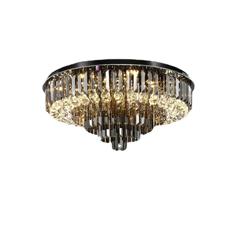 Modern LED Crystal Ceiling Chandelier - Creative Home Decor Lamp in Round Luxury Design (Black, Gold, Silver)