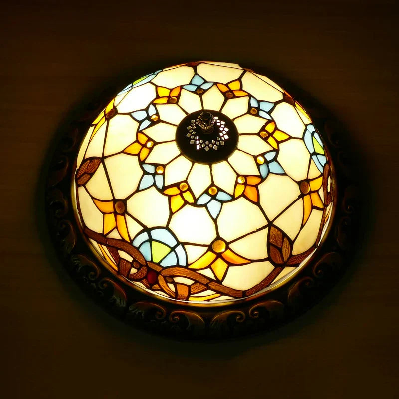 Vintage Turkish Tiffany Ceiling Lights - Artistic Elegance for Living Rooms and Bedrooms