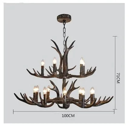 Retro Style Antler Resin Chandelier - Sweeping Gold Spray Paint Finish for Living and Dining Room Home Decor Lighting