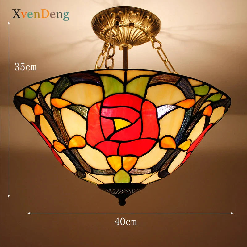 Vintage Mediterranean Tiffany Stained Glass Ceiling Lights - Elegance for Living Rooms, Bedrooms, Kitchens, and More