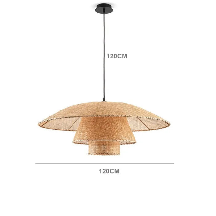 Retro Wabi-Sabi Rattan Pendant Light - Vintage Country Charm for Living Rooms, Bedrooms, Dining Areas, and Table Chandelier Lighting